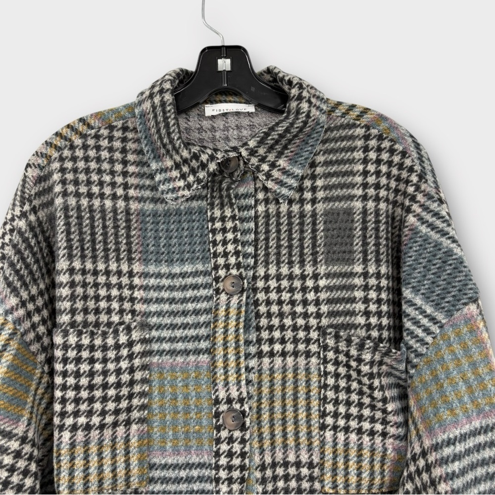 First Love by Lovelyn Cozy Plaid Relaxed Fit Top in Grey Women’s Size L - Picture 4 of 8